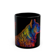 German Shepherd in Baroque Neon on an 11oz Black Mug