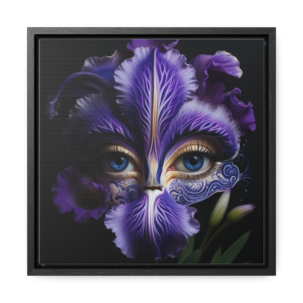 Purple Iris Flower and Blue Eye Iris Framed Canvas