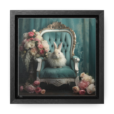 Shabby Chic Chair, Flowers and White Bunny Framed Canvas