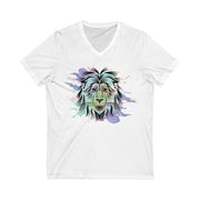 Lion Face in Pastels Unisex Jersey Short Sleeve V-Neck Tee