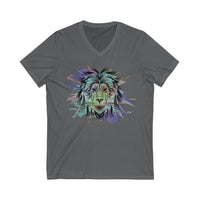 Lion Face in Pastels Unisex Jersey Short Sleeve V-Neck Tee