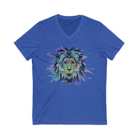 Lion Face in Pastels Unisex Jersey Short Sleeve V-Neck Tee