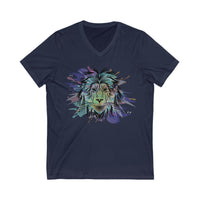 Lion Face in Pastels Unisex Jersey Short Sleeve V-Neck Tee