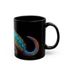 Lizard in Neon Baroque on an 11oz Black Mug