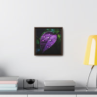 One Purple Leaf with Dew Drops Framed Canvas