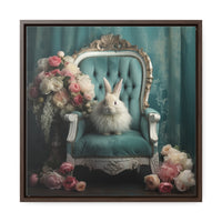 Shabby Chic Chair, Flowers and White Bunny Framed Canvas