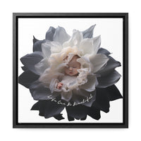 Baby in a Flower 'Life Can Be Beautiful' Gallery Canvas Wraps, Square Frame