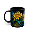 Sunflowers in Baroque Neon on an 11oz Black Mug