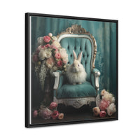 Shabby Chic Chair, Flowers and White Bunny Framed Canvas