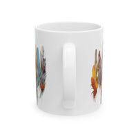 Feathers All Around White Ceramic Mug 11oz