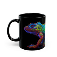 Lizard in Neon Baroque on an 11oz Black Mug