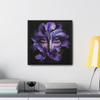 Purple Iris Flower Amber Eye Iris Framed Canvas