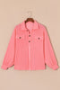 Pink Corded Flap Pocket Henley Top