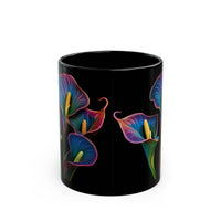 Calla Lillies in Neon All Around an 11oz Black Mug