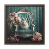 Shabby Chic Chair, Flowers and White Bunny Framed Canvas