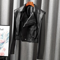 European Genuine Sheepskin Leather Large Lapel Short Jacket