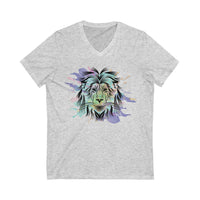 Lion Face in Pastels Unisex Jersey Short Sleeve V-Neck Tee