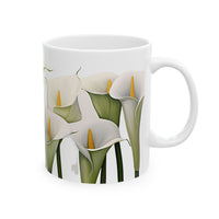 Calla Lillies All Around White Ceramic Mug 11oz