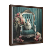 Shabby Chic Chair, Flowers and White Bunny Framed Canvas