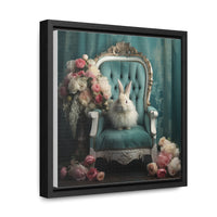 Shabby Chic Chair, Flowers and White Bunny Framed Canvas