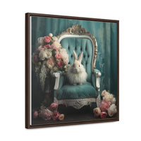 Shabby Chic Chair, Flowers and White Bunny Framed Canvas