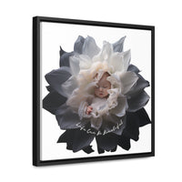 Baby in a Flower 'Life Can Be Beautiful' Gallery Canvas Wraps, Square Frame