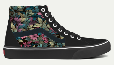 Floral Camo Hint  of Pink Vans SK8 Hi Top Shoes