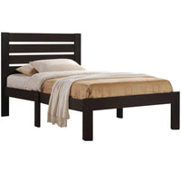 Solid Wood Full Tufted Espresso Bed