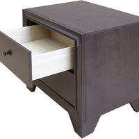22" Espresso Two Drawers Solid Wood Nightstand