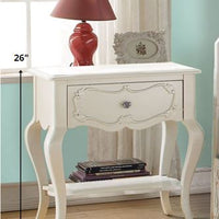 24" X 17" X 26" Pearl White Pine Wood Nightstand