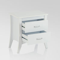 25" White Two Drawers Nightstand