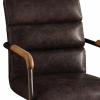 Black Faux Leather Tufted Seat Swivel Adjustable Task Chair Leather Back Steel Frame