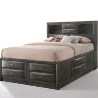 91" X 63" X 56" Gray Oak Rubber Wood Queen Storage Bed