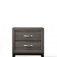 25" Gray Two Drawers Nightstand