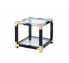 25" Black And Gold And Clear Glass Mirrored End Table With Shelf