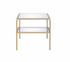 23" Gold And Clear Glass End Table With Two Shelves