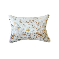 12" X 20" X 5" Impressive Natural And Gold Torino Kobe Cowhide  Pillow