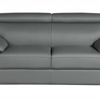 32" To 38" Captivating Gray Leather Loveseat