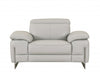 93" Tasteful Light Grey Leather Sofa Set