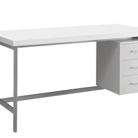 30" White Rectangular Computer Desk With Three Drawers