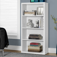 47.5" White Particle Board And Mdf Bookshelf With Adjustable Shelves