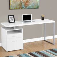 30" White Particle Board And Silver Metal Computer Desk