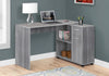 29.5" Grey Particle Board And Laminate Computer Desk With A Storage Cabinet