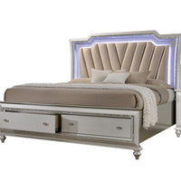 83" X 95" X 69" Pu Champagne Wood Upholstered (Hb) Led California King Bed