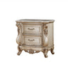 32" Antiqued White Two Drawers Mirrored Nightstand