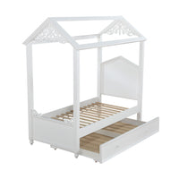 45.5" X 82" X 85" White Wood Twin Bed