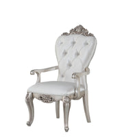 Set Of Two 25" Silver And Pearl Fabric Tufted Side Chair