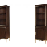 16" X 112" X 74" Cherry Metal Wood Entertainment Center (Set Of 2)