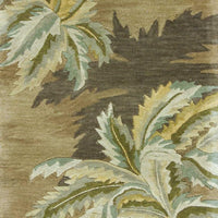 10' Moss Green Hand Tufted Tropical Trees Indoor Runner Rug