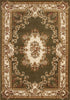 2'X3' Green Ivory Machine Woven Hand Carved Floral Medallion Indoor Accent Rug